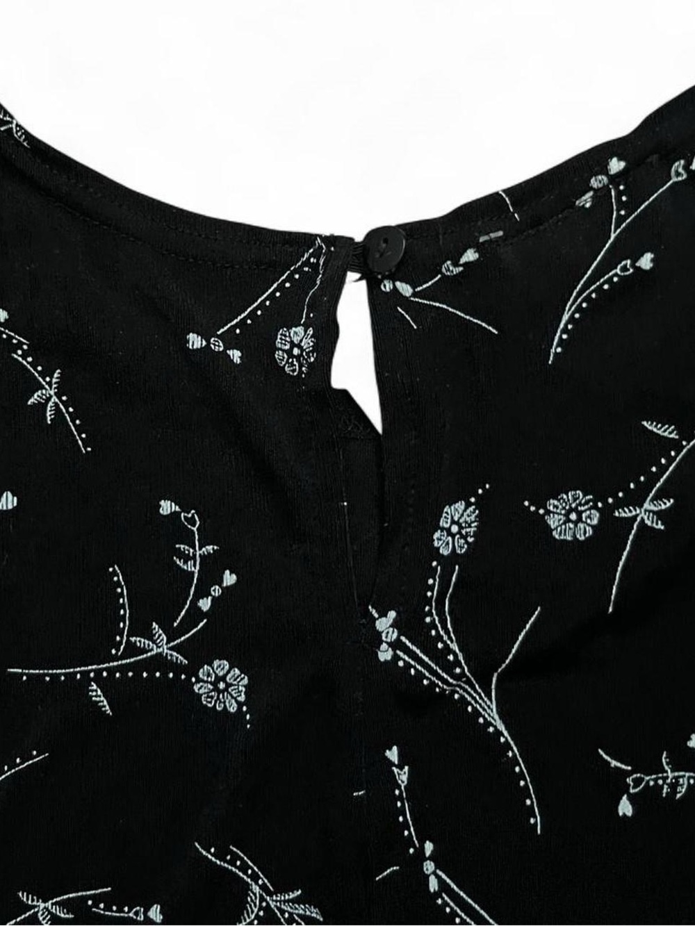 Black Floral Patterned Vintage Dress - Picture 8 of 8